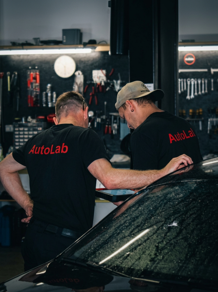 AutoLab Mechaniker bei der Arbeit